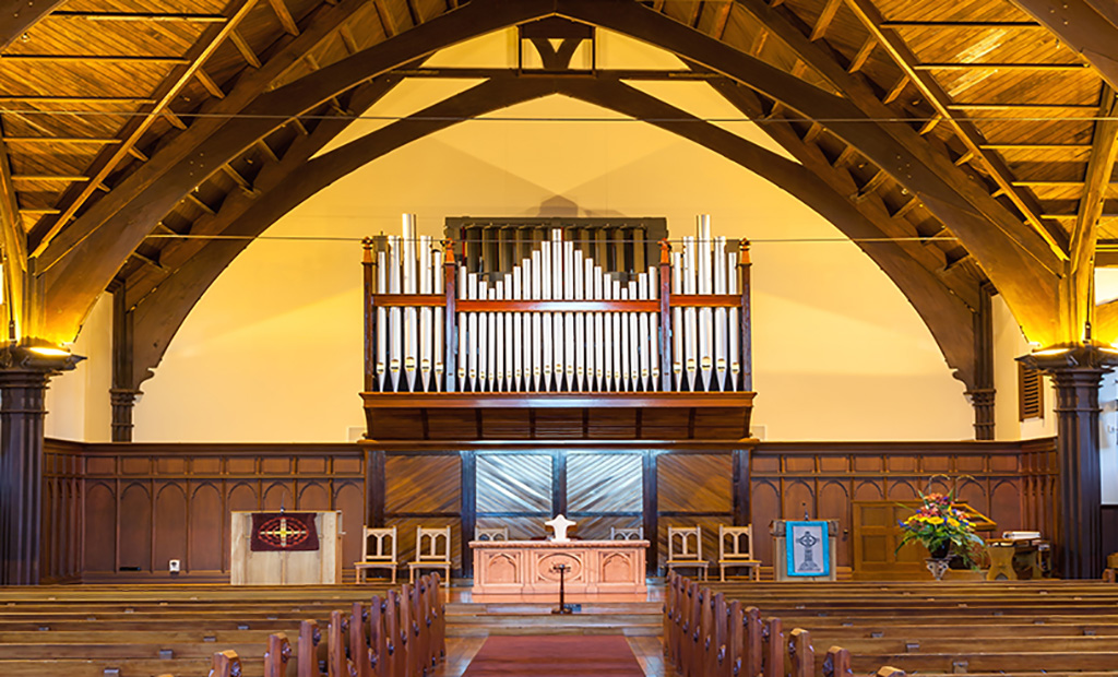 Interior of Knox Church, Christchurch, New Zealand