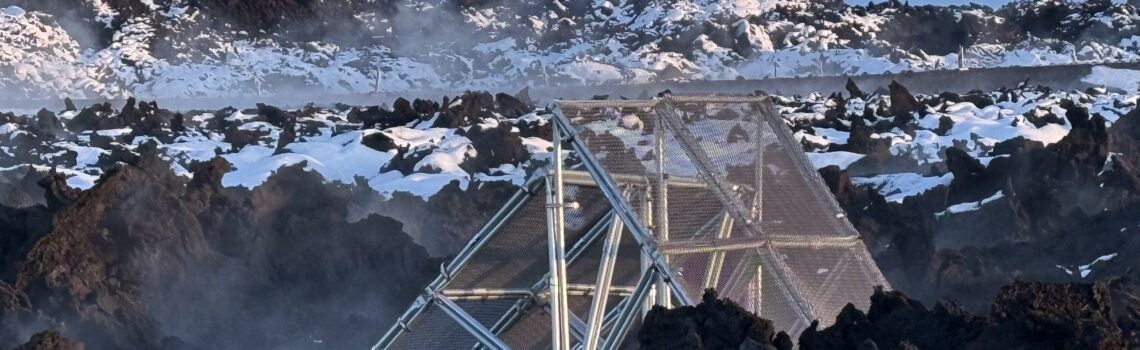 Steel structures divert volcanic lava