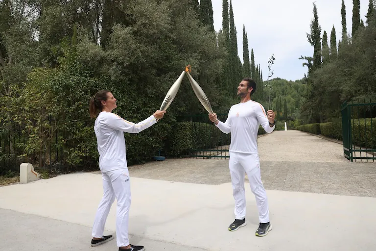 Paris Olympics Olympic torch lighting in Olympia
