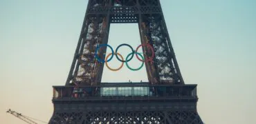 The Olympic rings at the Paris Olympics