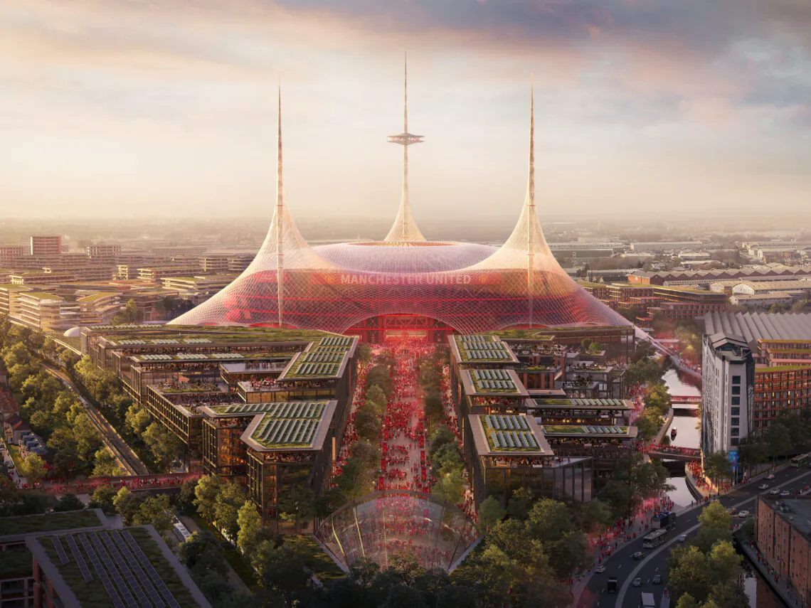 Artist drawings of Manchester United's planned new stadium