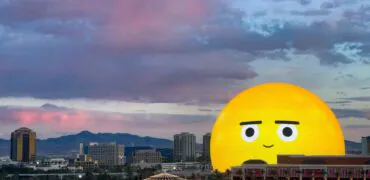The Sphere las vegas as a giant yellow face