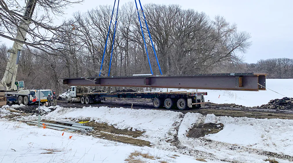 Grand Forks County Prefabricated Bridge in the snow